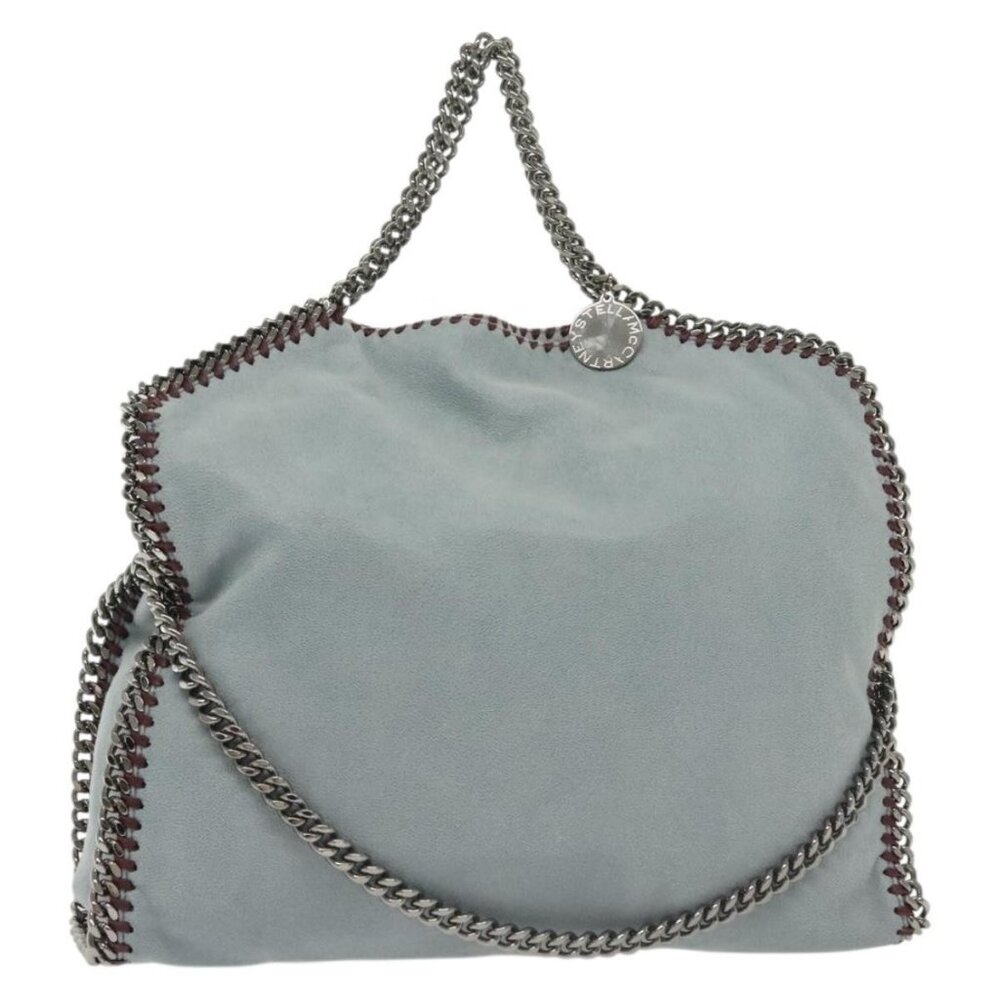 Authentic Stella MacCartney Chain Falabella Bag Suede 2way Light Blue 234387